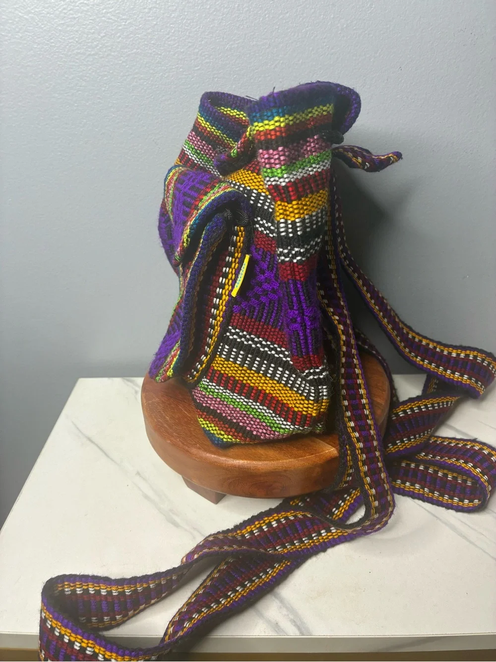 Pinzon Woven Backpack Purple Multicolor Festival Boho Bag